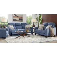 Stonecrest Indigo 8 Pc Living Room with Dual Power Reclining Sofa