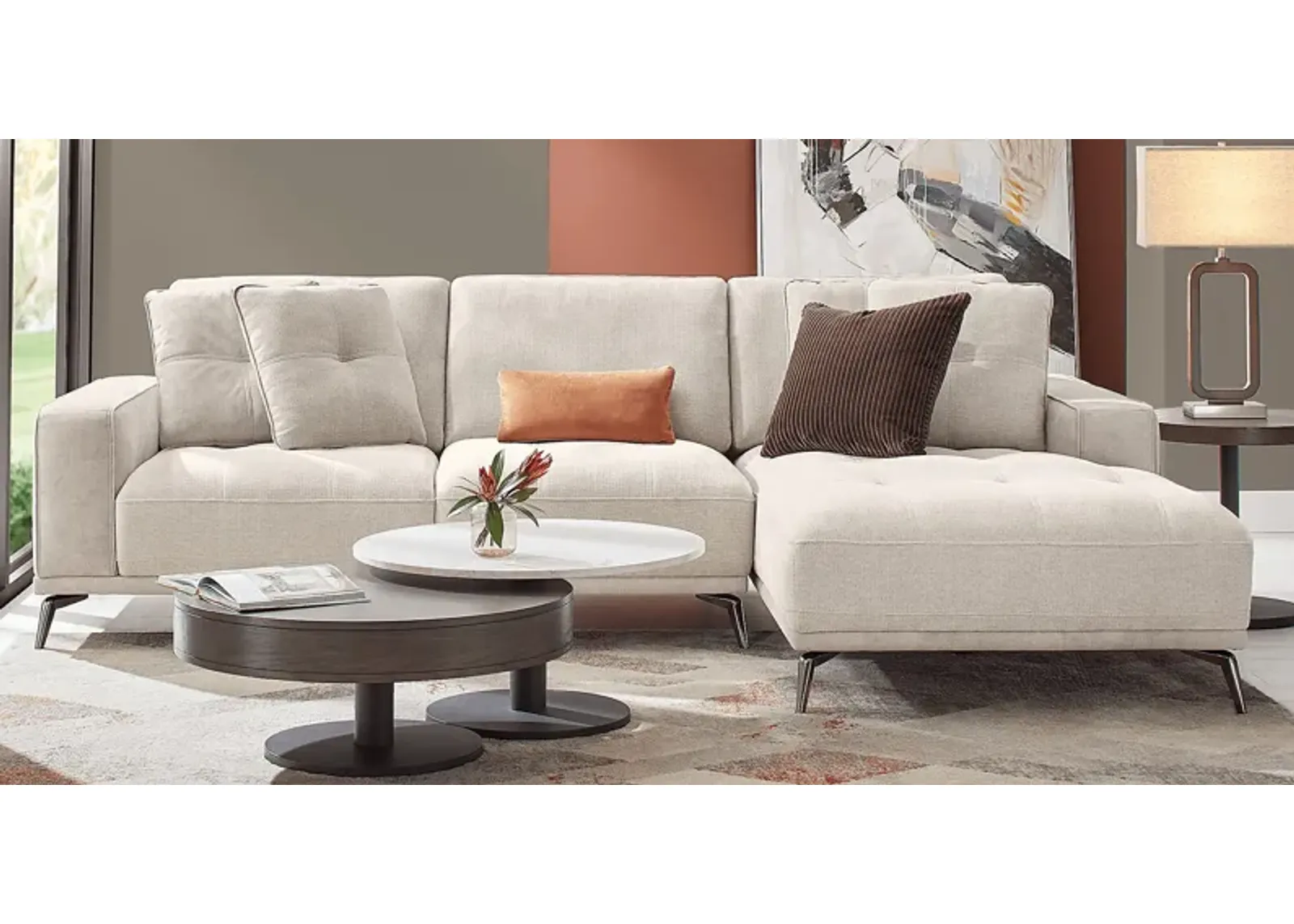 Valencia Light Gray 6 Pc Sectional Living Room