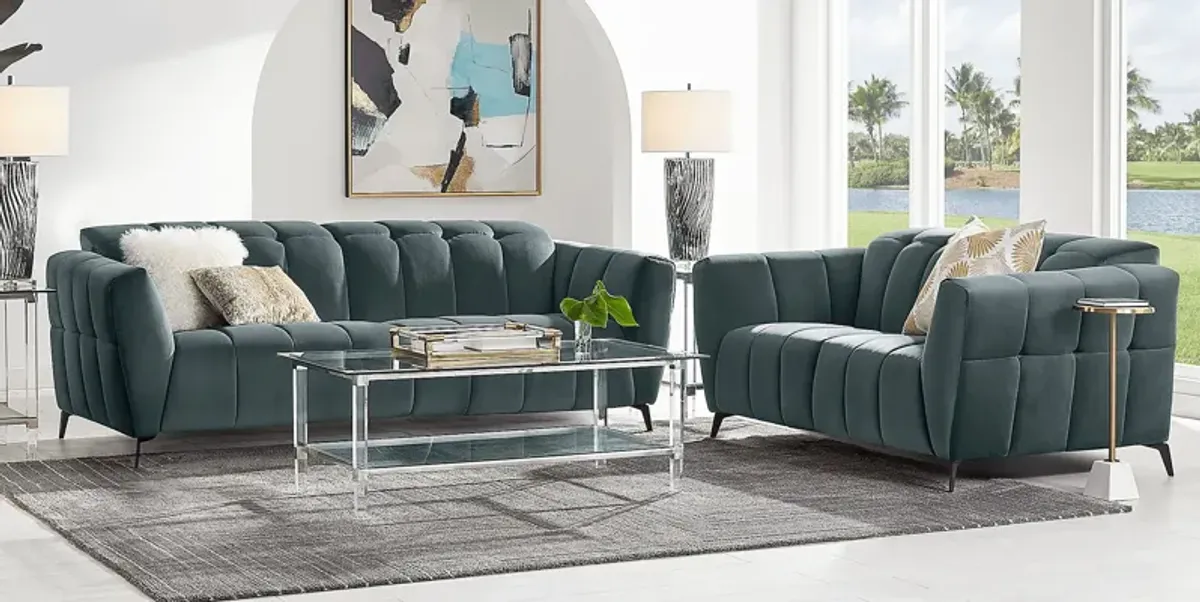 Belden Place Teal Dual Power Reclining Sofa