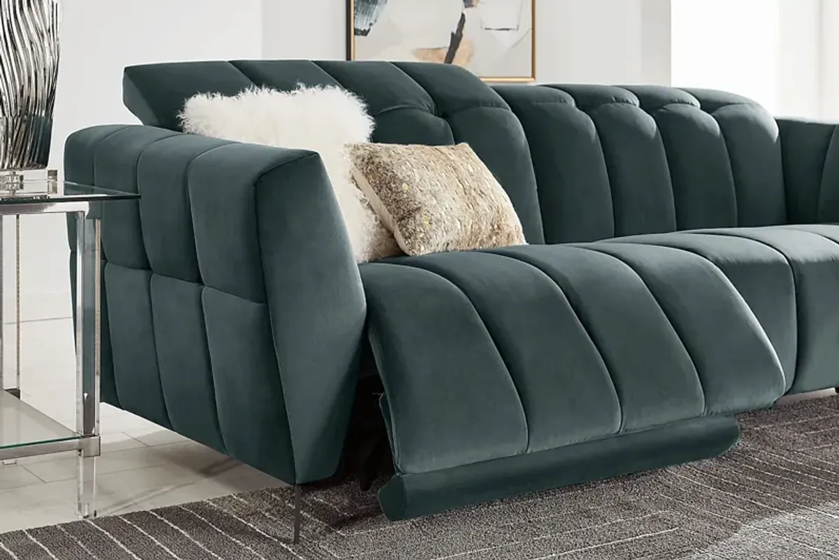 Belden Place Teal Dual Power Reclining Sofa