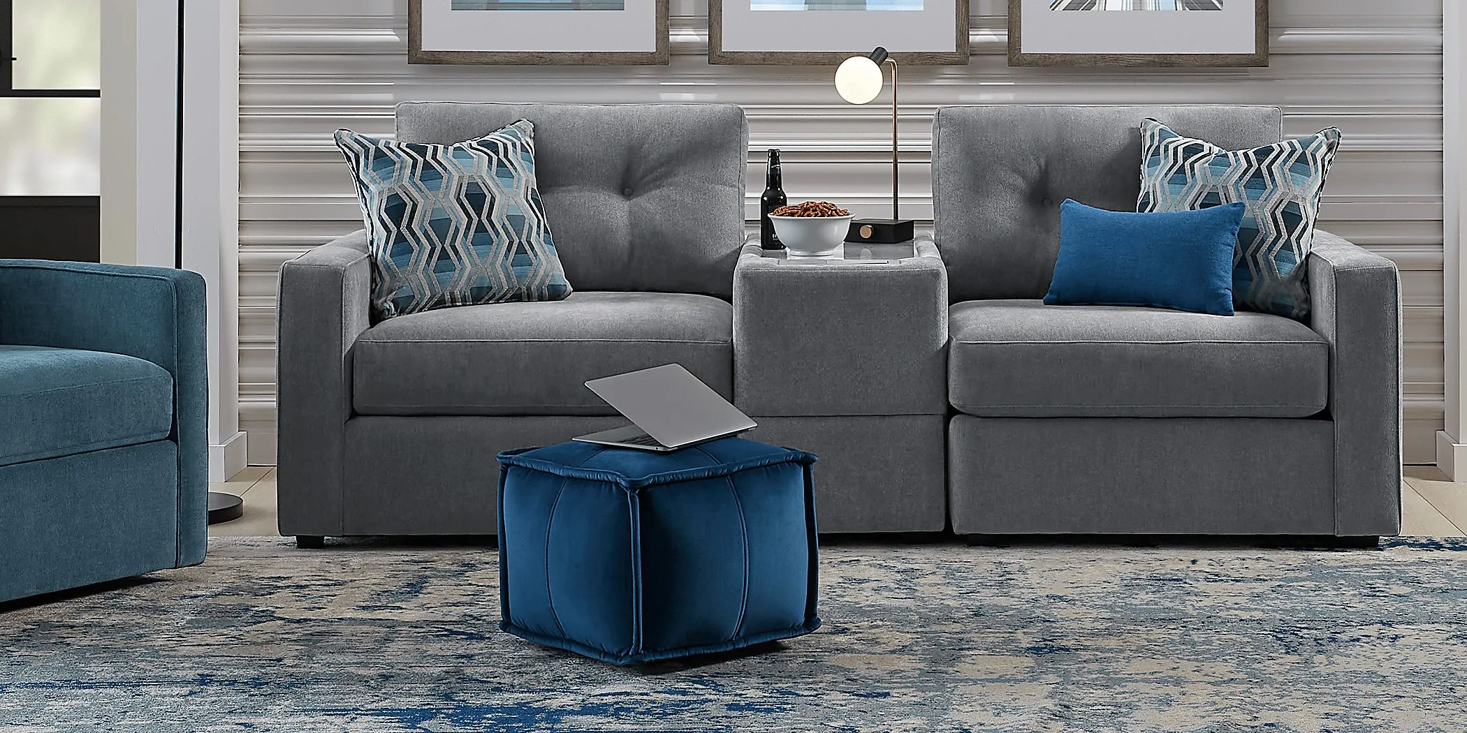 ModularOne Gray 3 Pc Sectional with Media Console