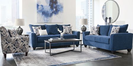 Sandia Heights Blue 7 Pc Living Room with Sleeper Sofa