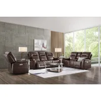 Matthews Cove Brown Leather 7 Pc Triple Power Reclining Living Room