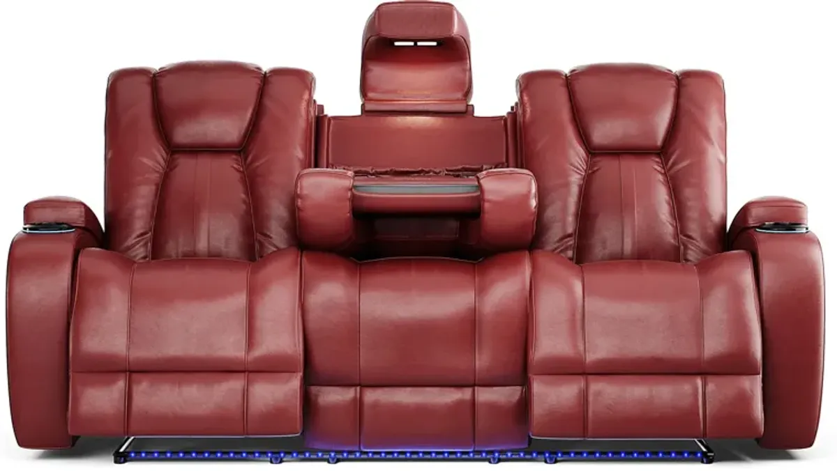 Kingvale Court Red Dual Power Reclining Sofa