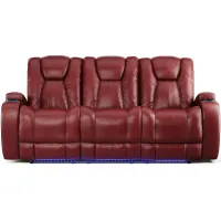 Kingvale Court Red Dual Power Reclining Sofa