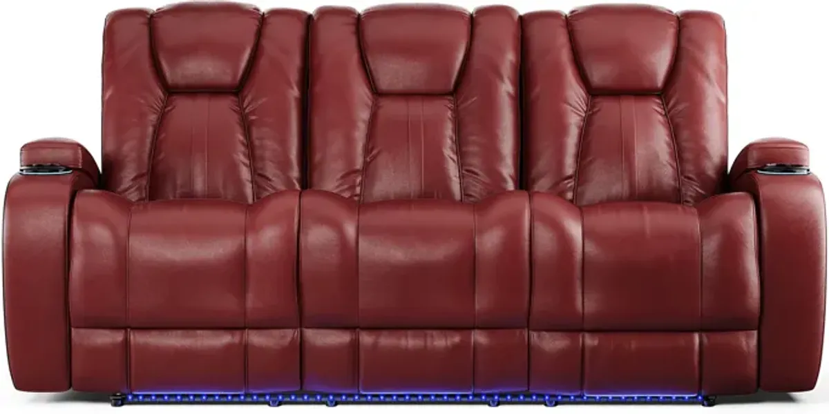 Kingvale Court Red Dual Power Reclining Sofa