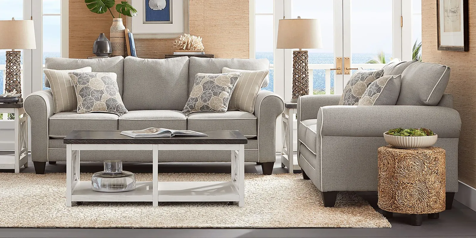 Kailani Coast Gray 7 Pc Living Room with Sleeper Sofa