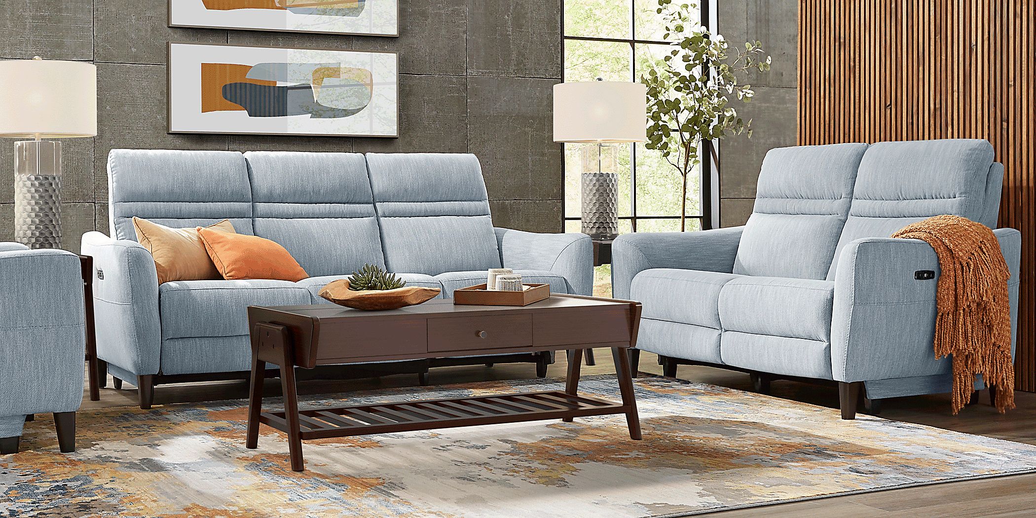 Corby Lane Ocean 5 Pc Living Room with Dual Power Reclining Sofa