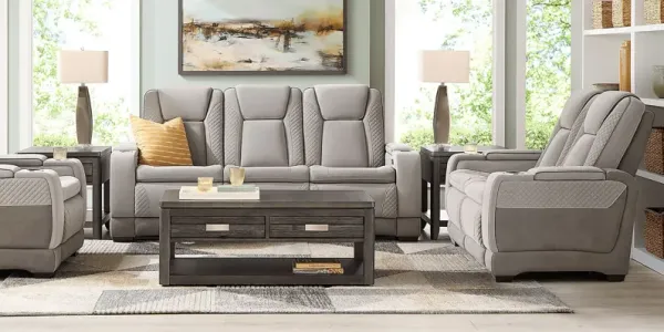 Donovan Park Gray 7 Pc Living Room with Dual Power Reclining Sofa