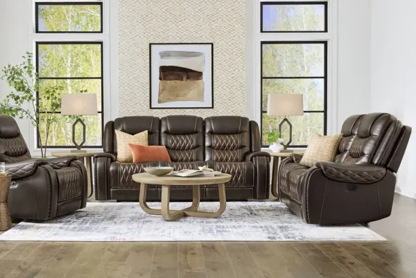 Marquee Brown 7 Pc Leather Triple Power Reclining Living Room