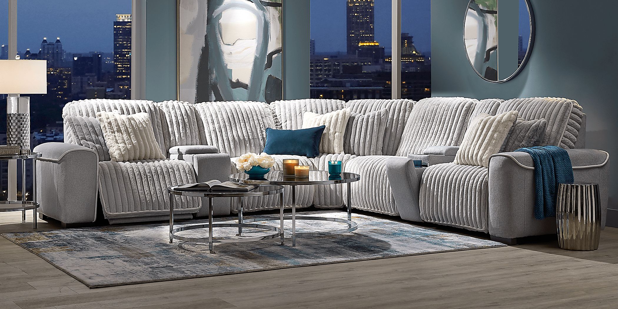 Bedingfield Gray 10 Pc Dual Power Reclining Sectional Living Room
