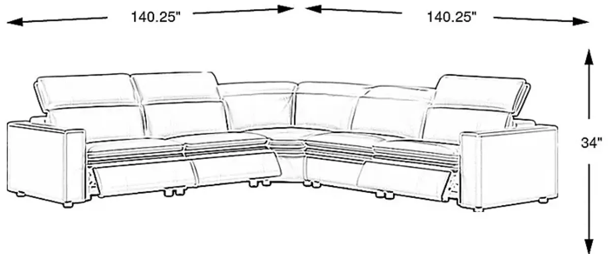 Santorini Ice Leather 5 Pc Dual Power Reclining Sectional