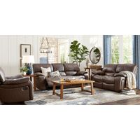 San Gabriel Brown Leather 2 Pc Living Room with Reclining Sofa