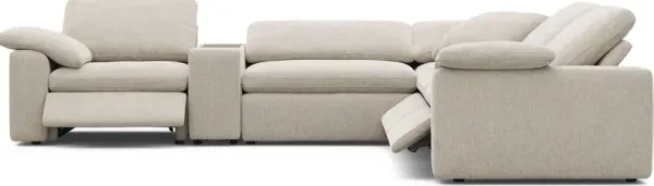 The Flow Gray 6 Pc Dual Power Reclining Sectional with Console