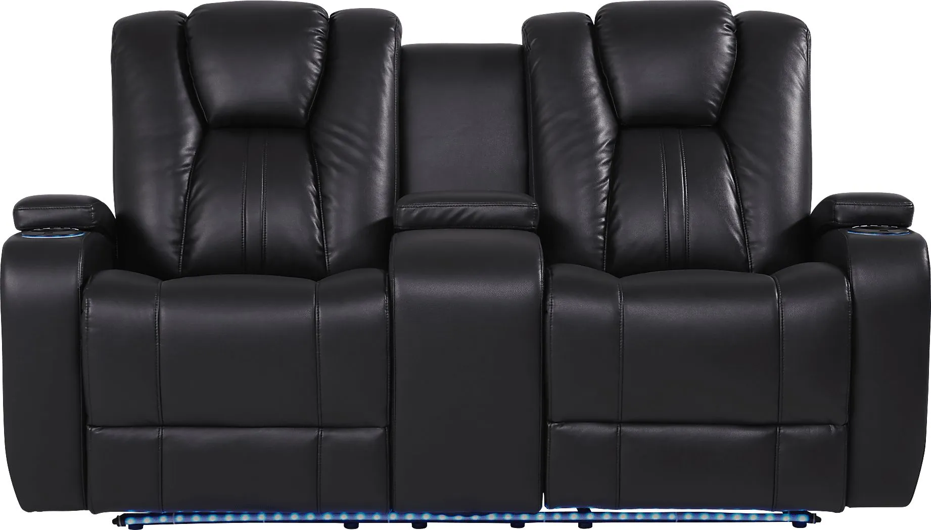 Kingvale Court Black Dual Power Reclining Console Loveseat