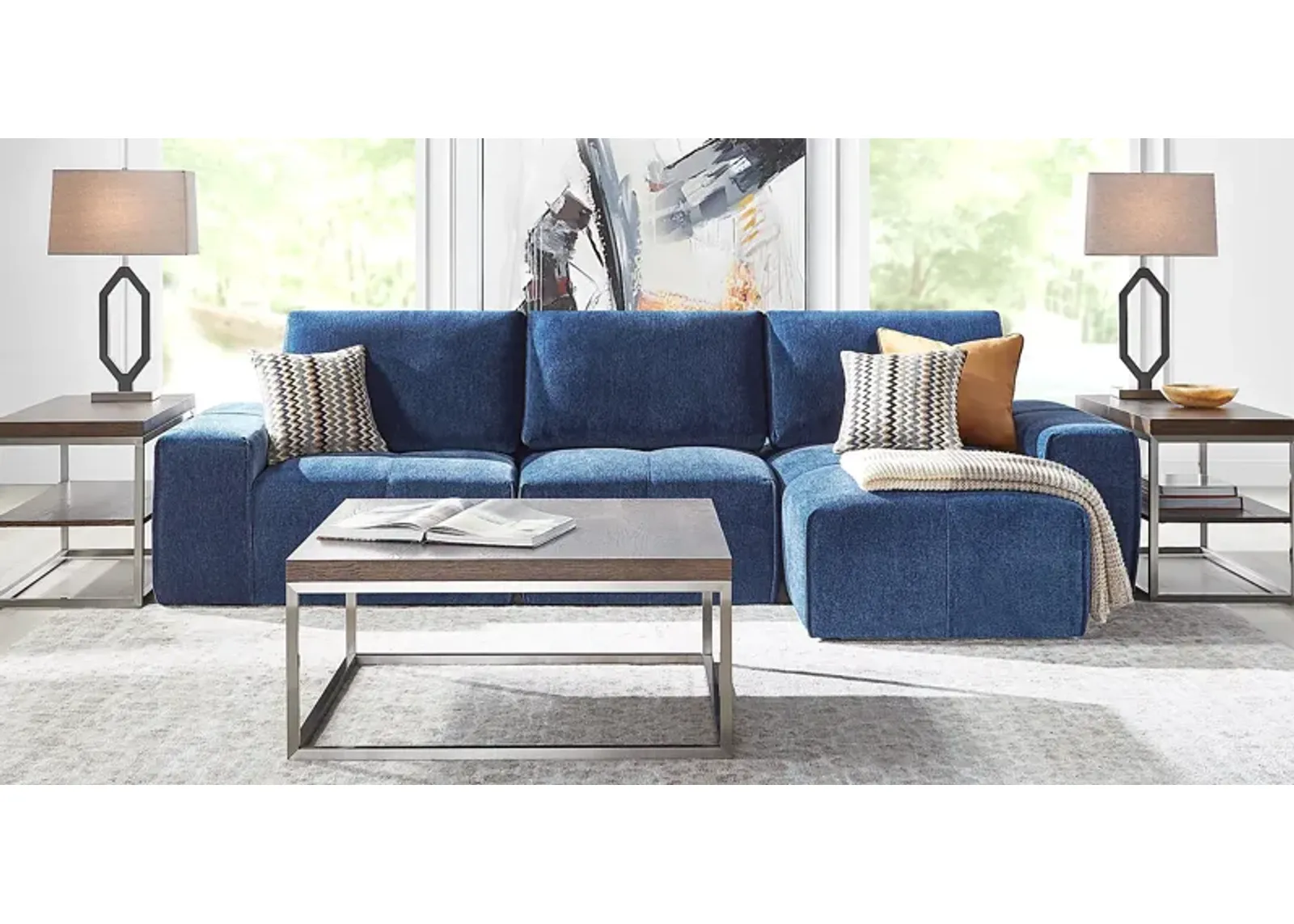 Laney Blue 6 Pc Sectional Living Room