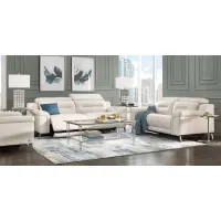 Castella Ivory Leather 8 Pc Dual Power Reclining Living Room