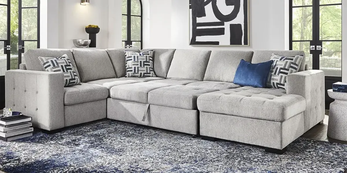 Geneva Gray 3 Pc Sleeper Sectional