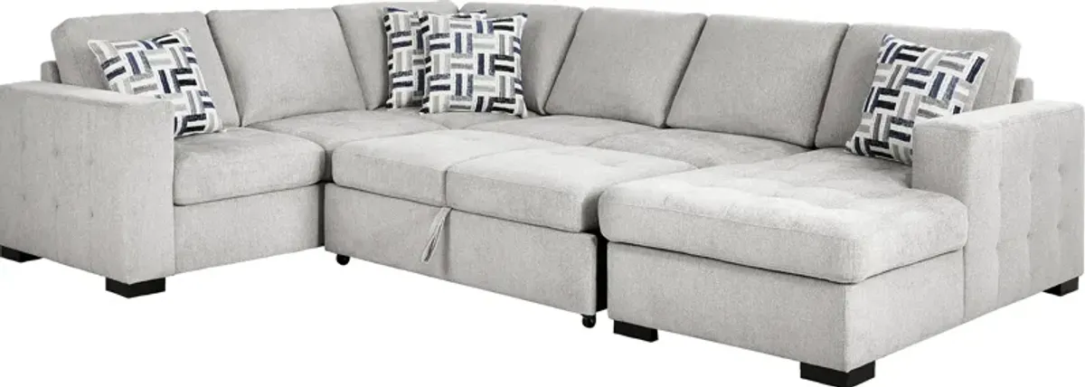 Geneva Gray 3 Pc Sleeper Sectional