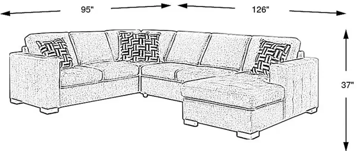 Geneva Gray 3 Pc Sleeper Sectional