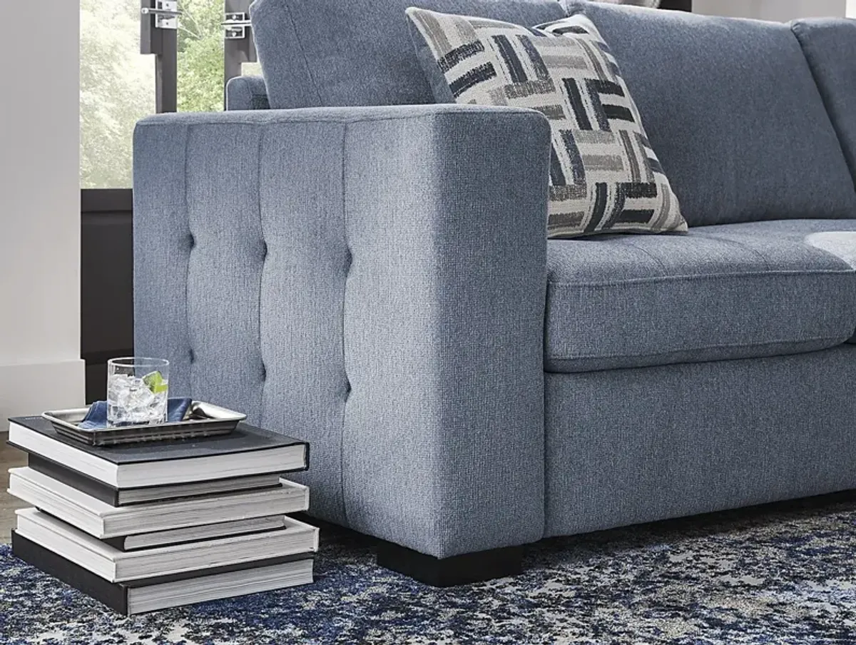 Geneva Blue 3 Pc Sleeper Sectional