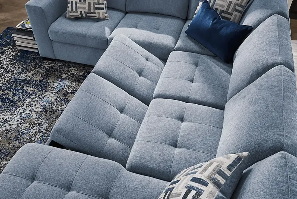 Geneva Blue 3 Pc Sleeper Sectional