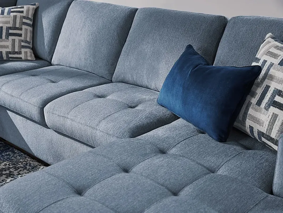 Geneva Blue 3 Pc Sleeper Sectional