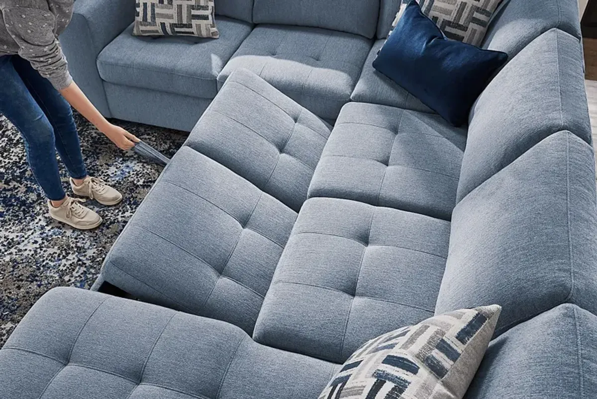 Geneva Blue 3 Pc Sleeper Sectional