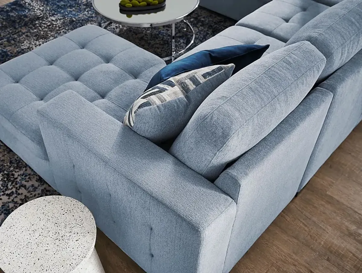 Geneva Blue 3 Pc Sleeper Sectional