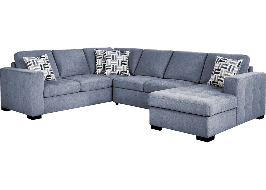 Geneva Blue 3 Pc Sleeper Sectional