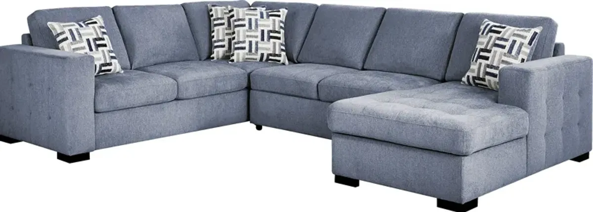 Geneva Blue 3 Pc Sleeper Sectional