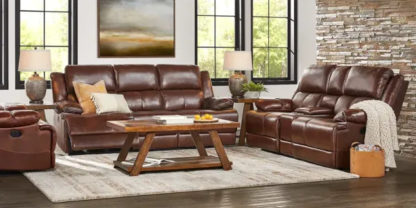 Montefano Brown Leather 8 Pc Reclining Living Room