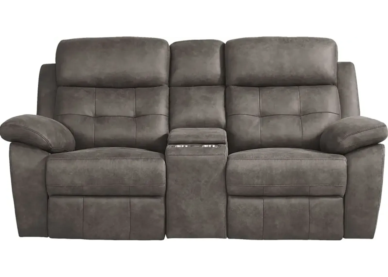 Hanton Heights Slate Reclining Console Loveseat