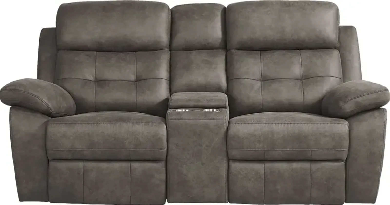 Hanton Heights Slate Reclining Console Loveseat