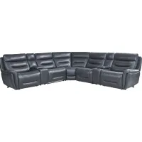 Regis Park Midnight Leather 7 Pc Dual Power Reclining Sectional