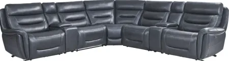 Regis Park Midnight Leather 7 Pc Dual Power Reclining Sectional