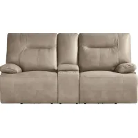 Barton Taupe Dual Power Reclining Console Loveseat