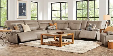 Barton Taupe 7 Pc Dual Power Reclining Sectional Living Room