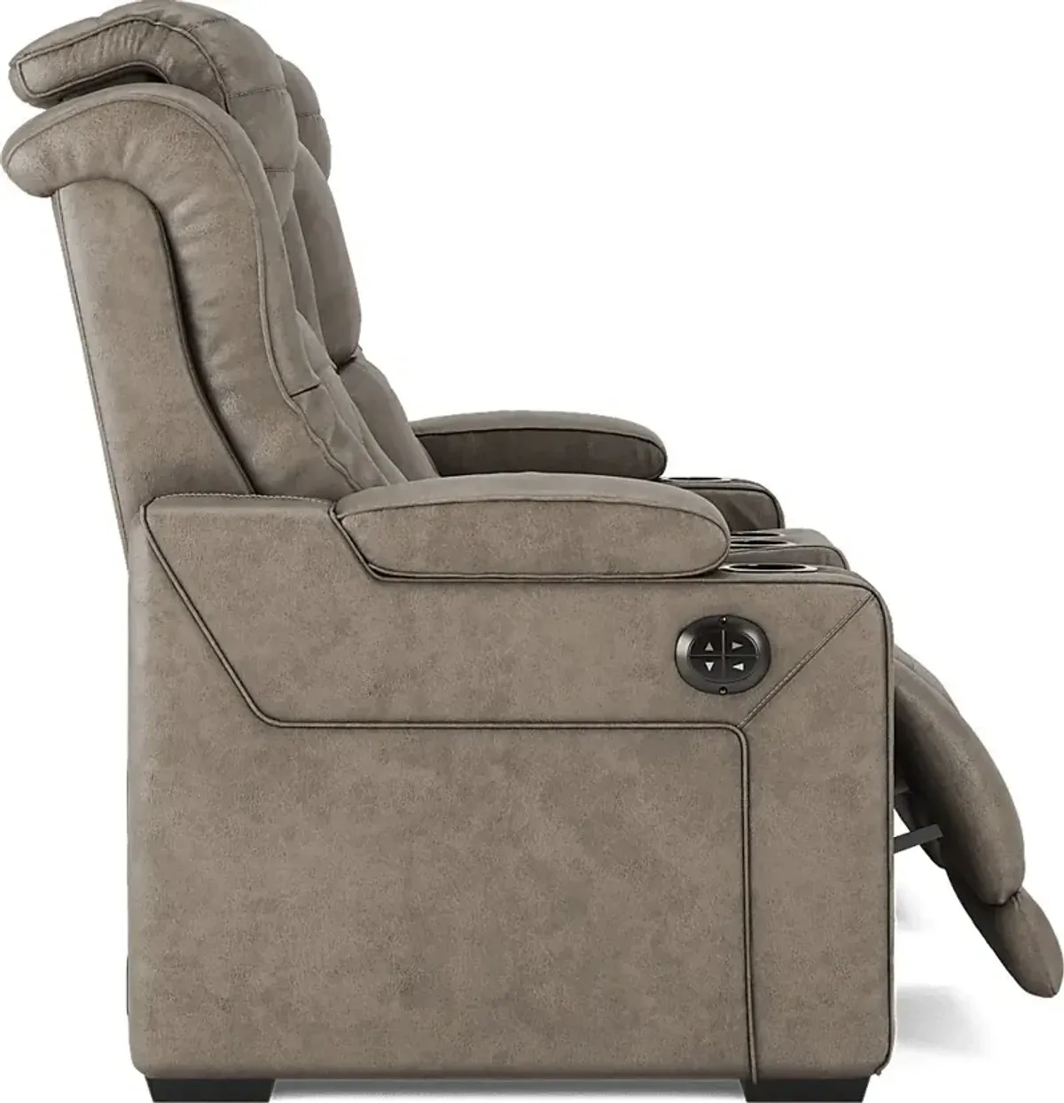 Chief Taupe Dual Power Reclining Console Loveseat