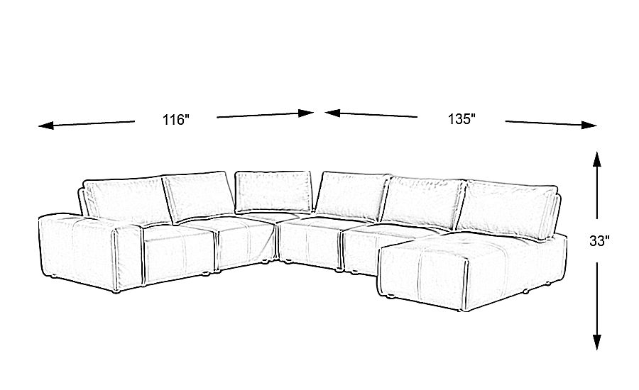 Davis Park Platinum 6 Pc Sectional