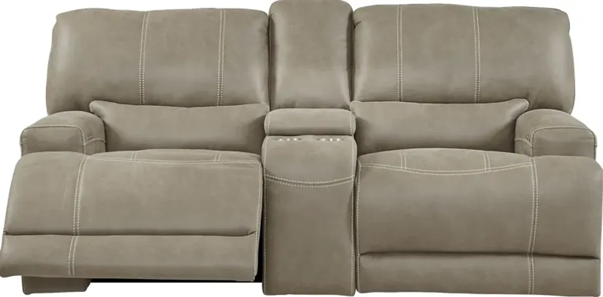 Warrendale Beige Power Reclining Console Loveseat