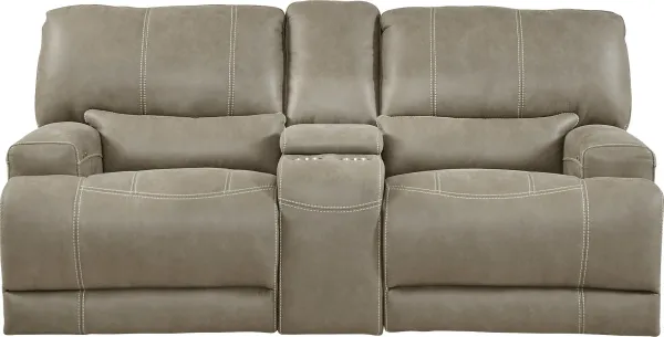 Warrendale Beige Power Reclining Console Loveseat