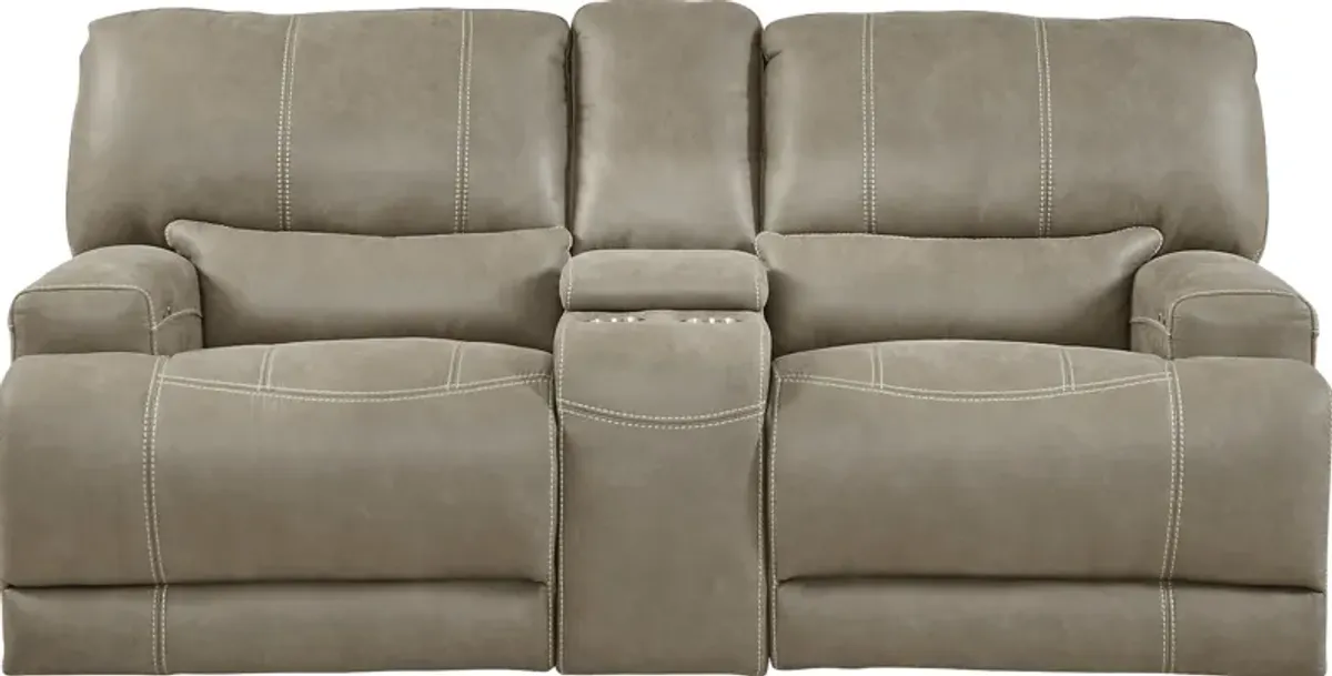 Warrendale Beige Power Reclining Console Loveseat