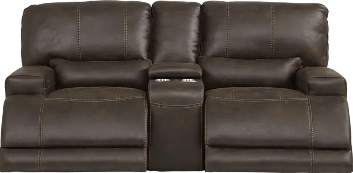 Warrendale Chocolate Power Reclining Console Loveseat