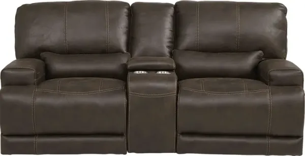 Warrendale Chocolate Power Reclining Console Loveseat