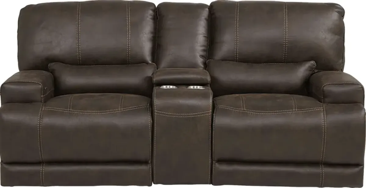 Warrendale Chocolate Power Reclining Console Loveseat