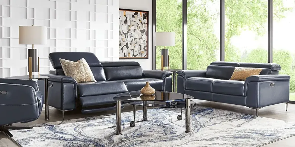 Weatherford Park Blue Dual Power Reclining Loveseat