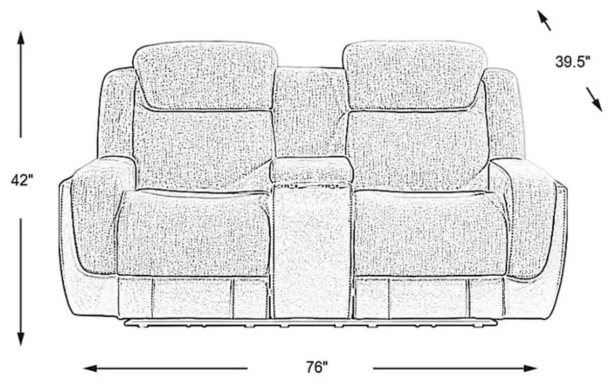 State Street Gray Dual Power Reclining Console Loveseat