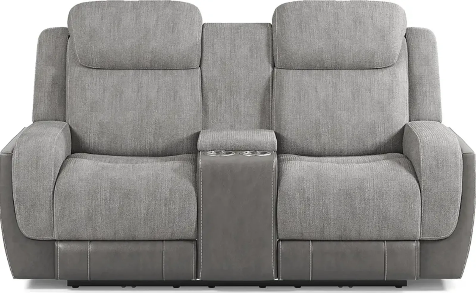 State Street Gray Dual Power Reclining Console Loveseat