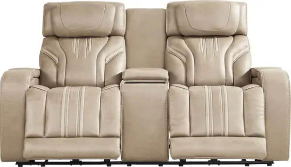 Southlake Sand Triple Power Reclining Console Loveseat with Audio